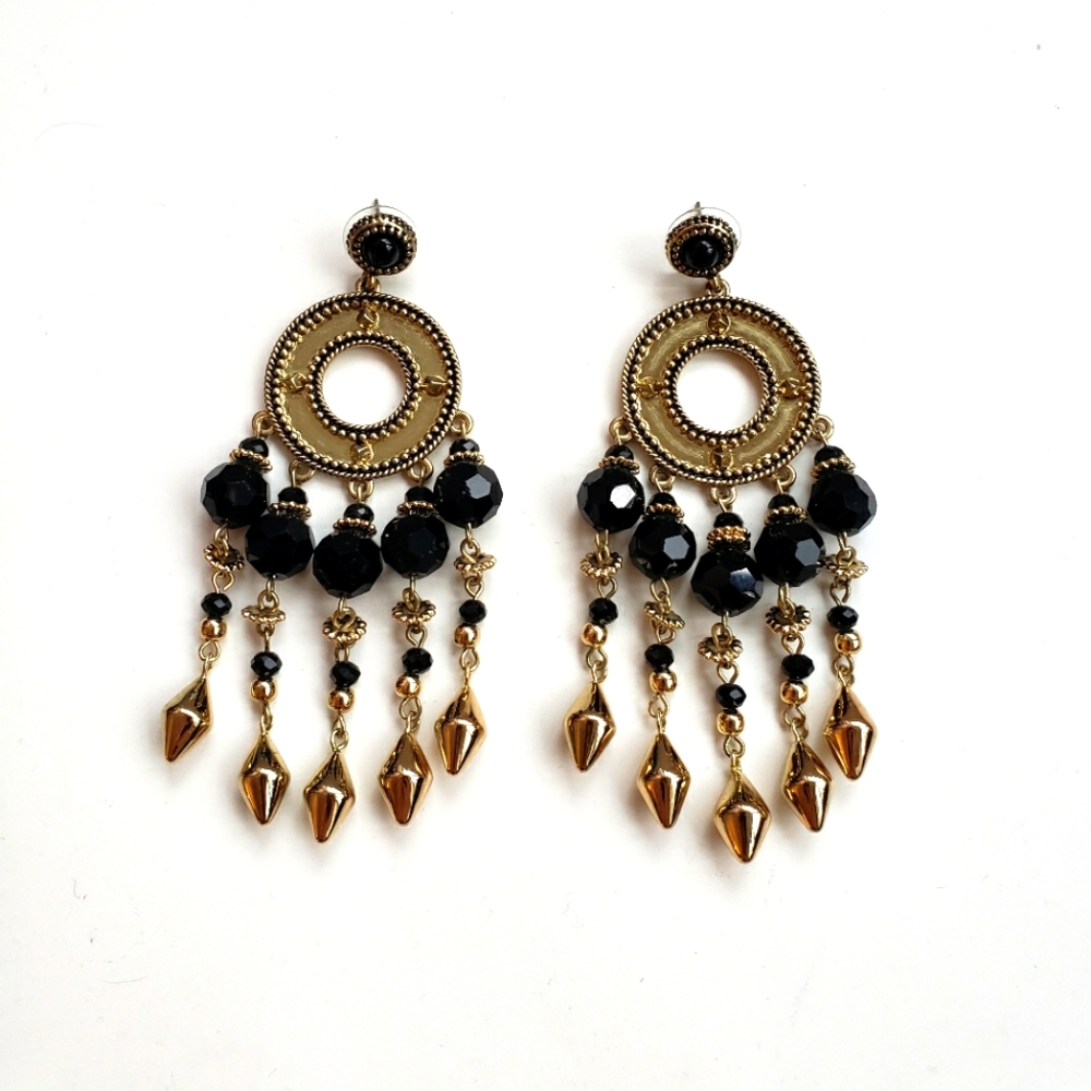 House of Harlow 1960 earrings black gold